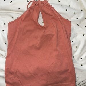 Open back front tied with a slit orange top